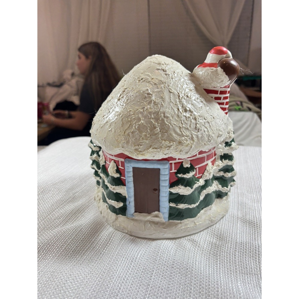 🎅Vintage  Ceramic Santa Christmas House Snowman- canister 1984 - Picture 8 of 12